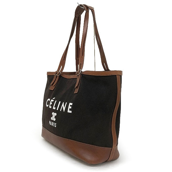 Celine S-SN-1120/S-PA-1011 Tote Bag Shoulder Bag Canvas/Leather Black/Brown