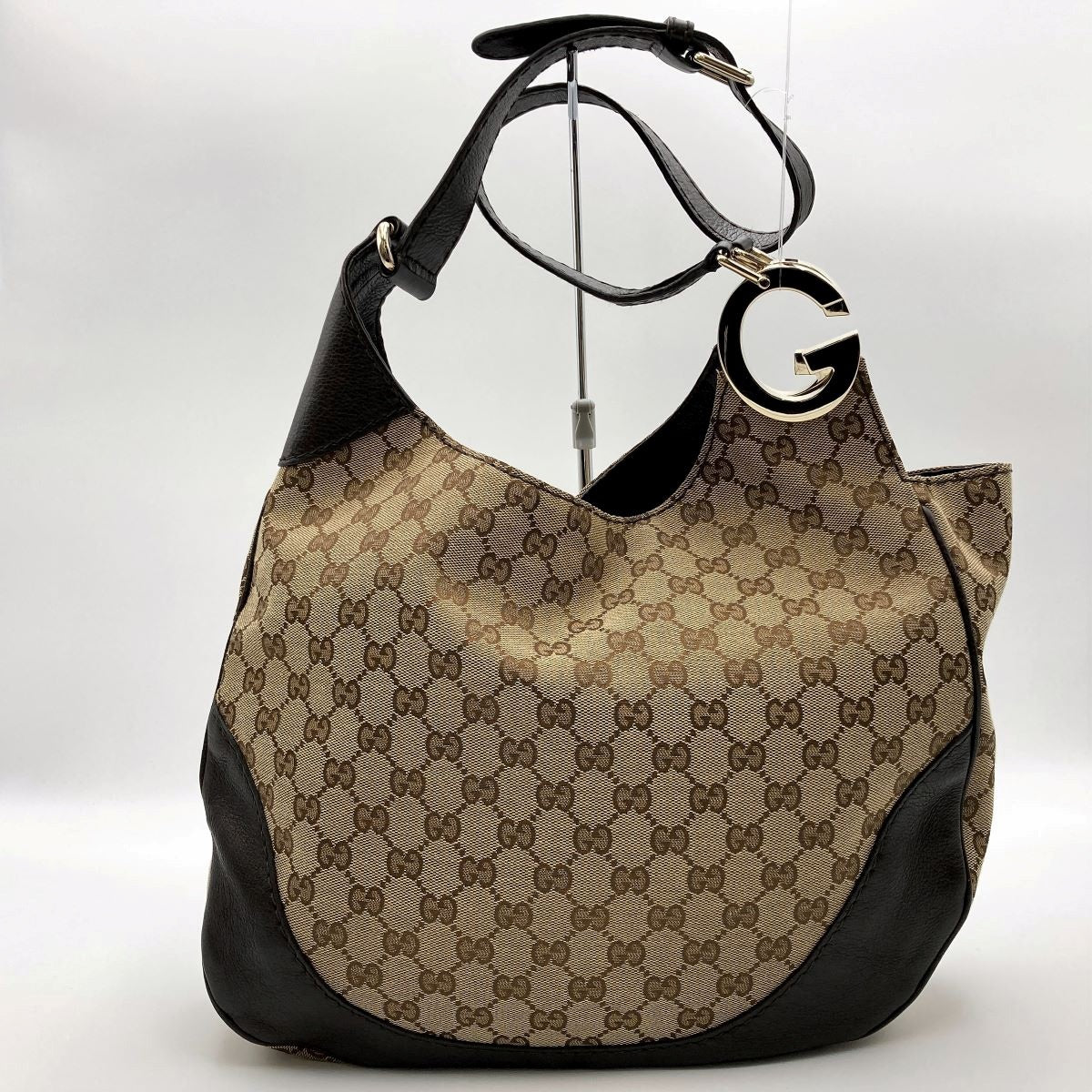 Gucci 203503 Charlotte Shoulder Bag in GG Canvas and Leather, Brown