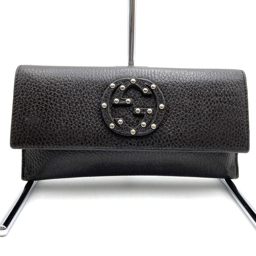 Gucci 231843 Long Wallet with Interlocking G, Outlet, Brown Leather
