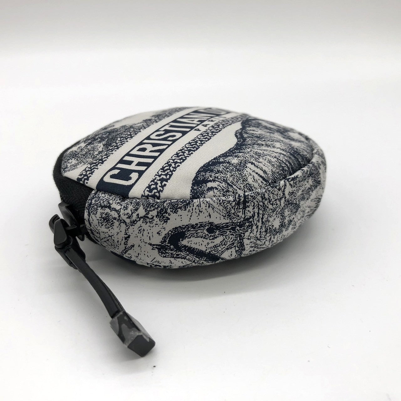 Christian Dior coin case in white/blue with tiger print on fabric