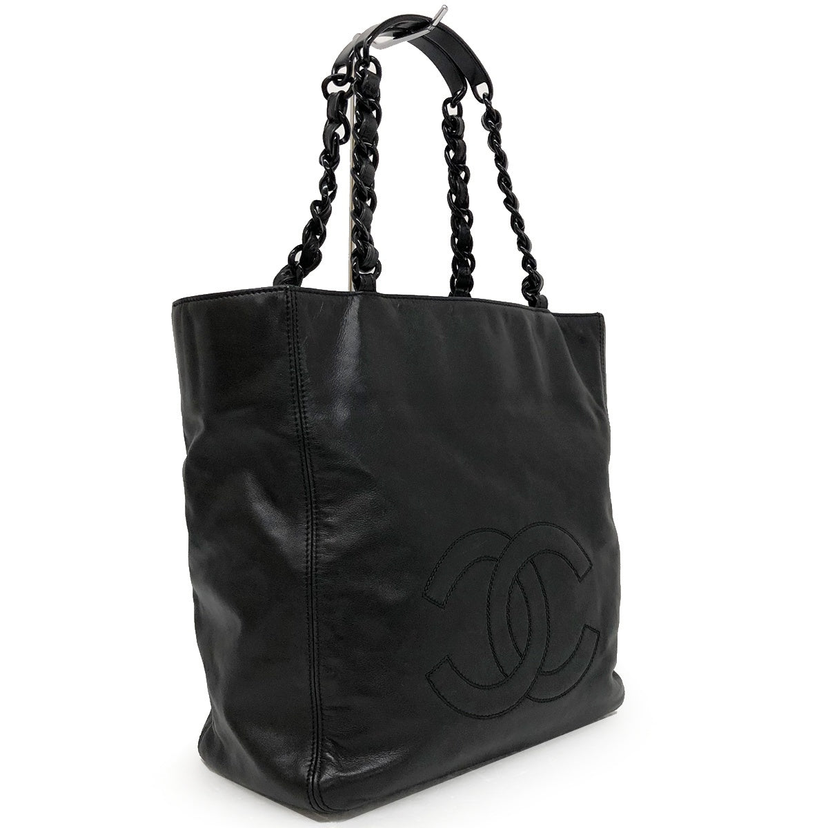 Chanel Coco Mark Plastic Chain Tote Bag Shoulder Bag Tote Bag Lambskin/Plastic Black Women's