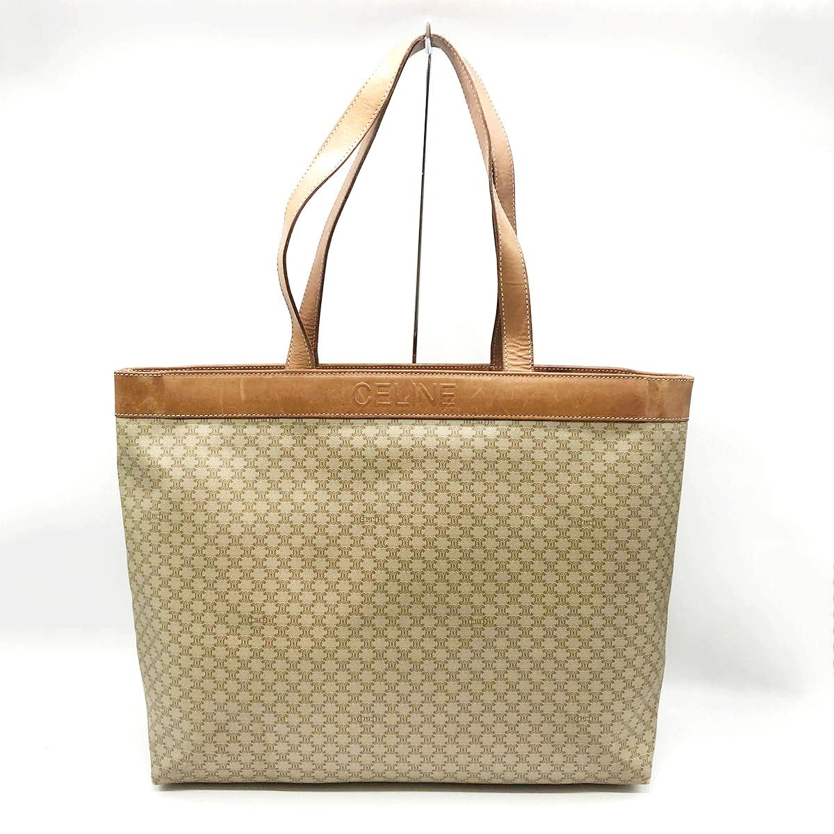 Celine M10 Tote Bag, Big Tote, Macadam Pattern, PVC, Beige and Brown