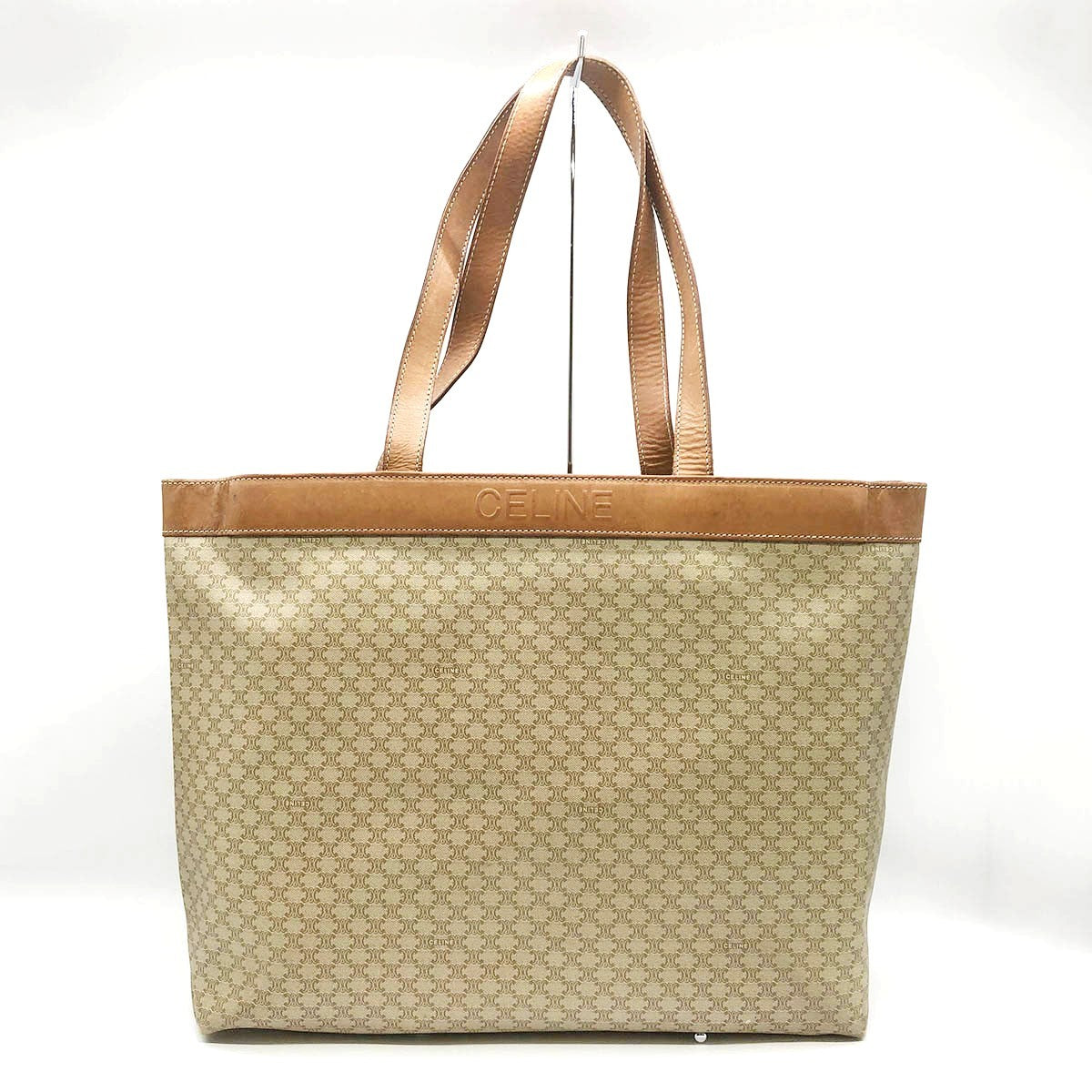 Celine M10 Tote Bag, Big Tote, Macadam Pattern, PVC, Beige and Brown