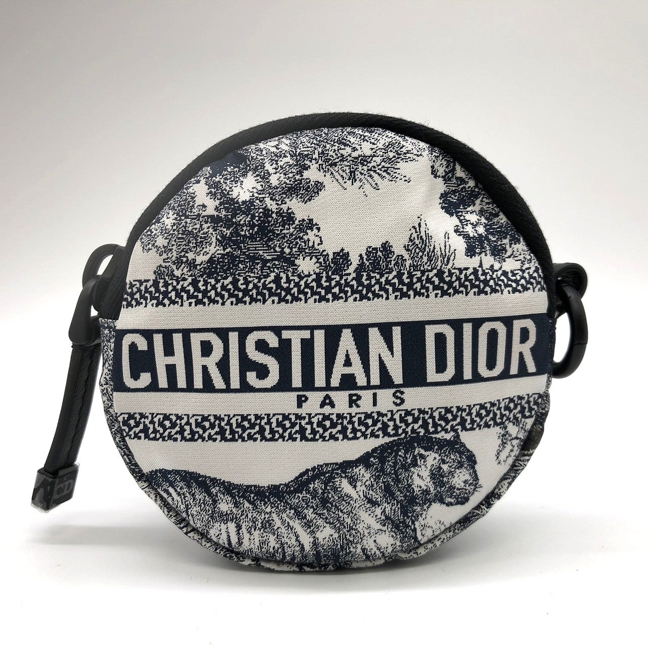 Christian Dior coin case in white/blue with tiger print on fabric