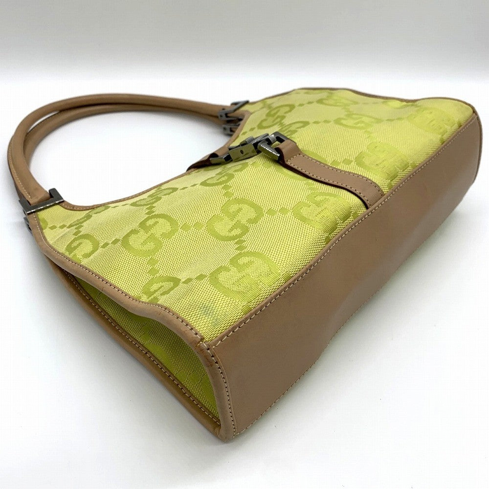 Pre-owned Gucci 002 1068 Jackie Shoulder Bag, Mini Bag, Slim, Yellow/Beige, GG Canvas and Leather.