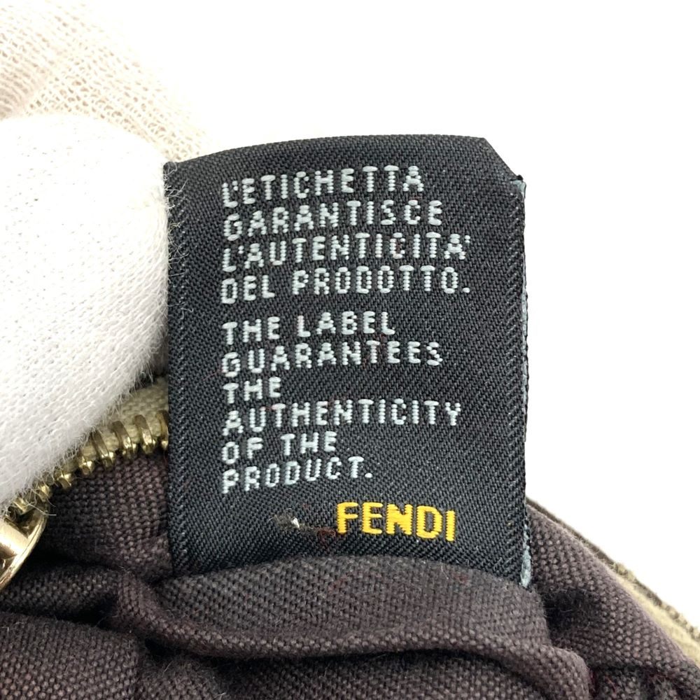 Fendi Zucchino Coin Case with Keychain CA1611916 Canvas Brown/Yellow