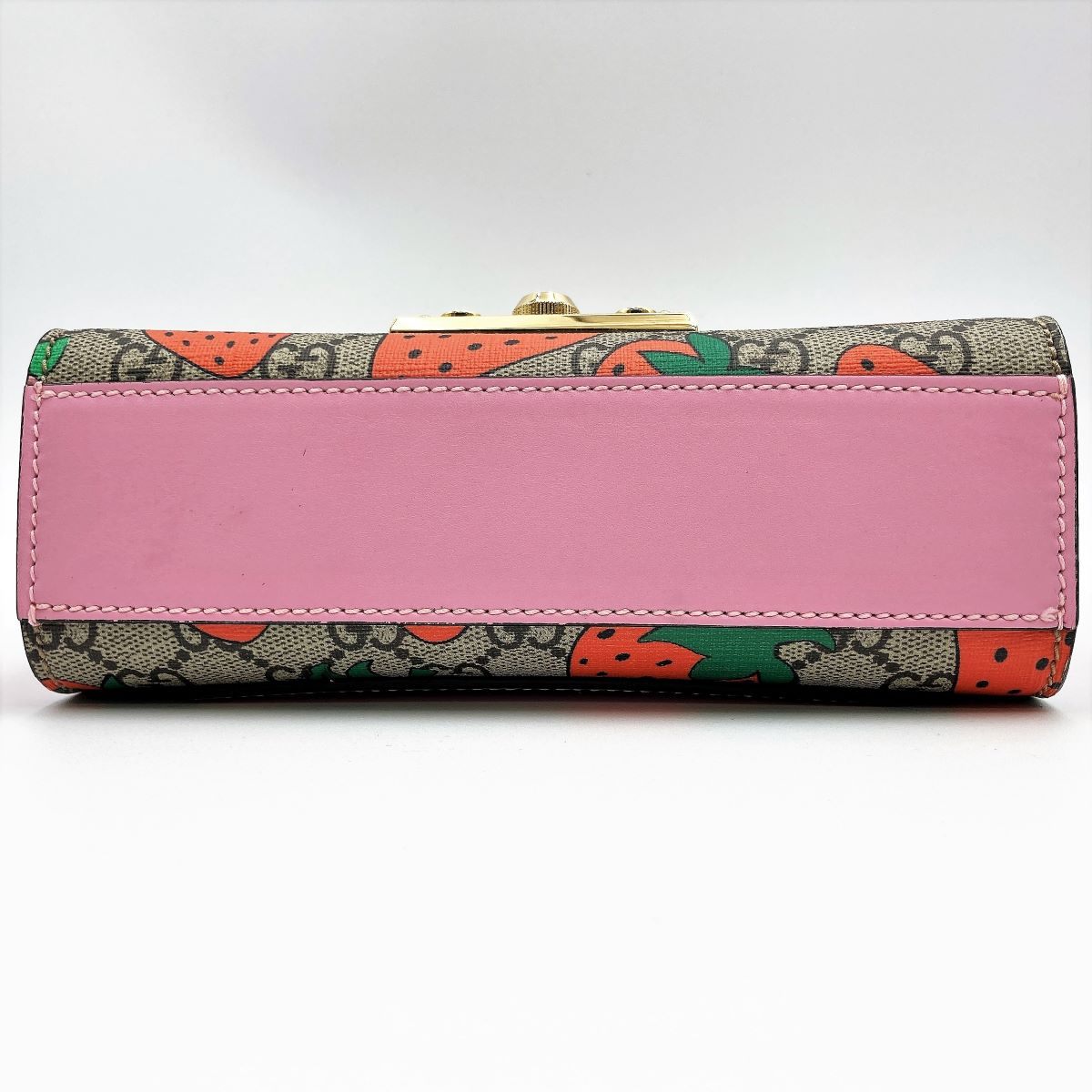 Gucci 409487 Shoulder Bag GG Supreme Strawberry Pattern Strawberry Red Pink Gold