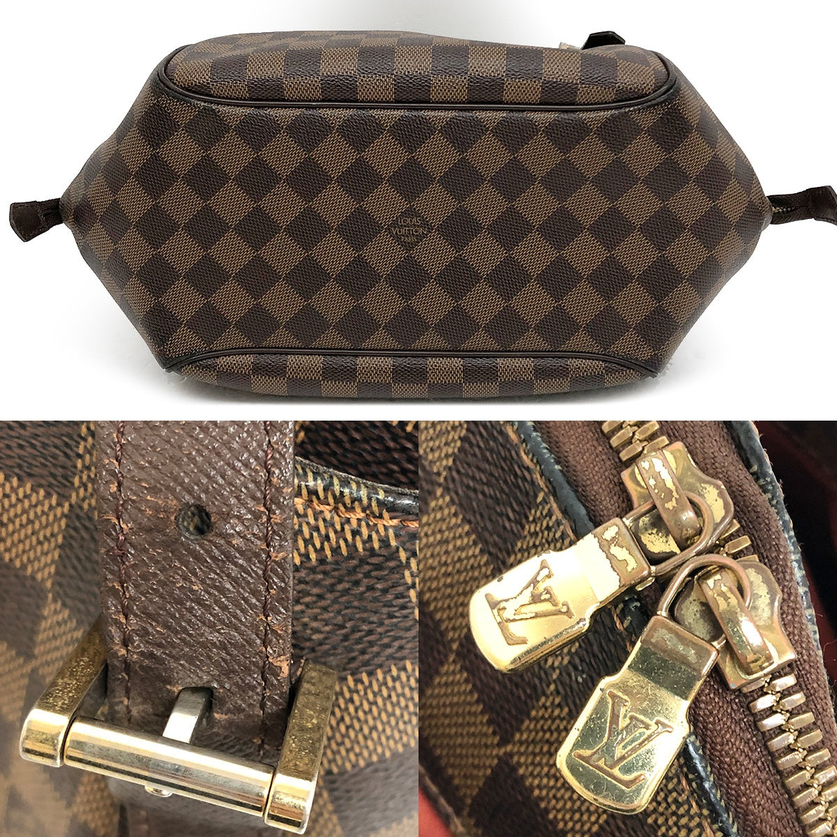 Louis Vuitton N51174 Belem MM Shoulder Bag in Damier Canvas/Leather Brown