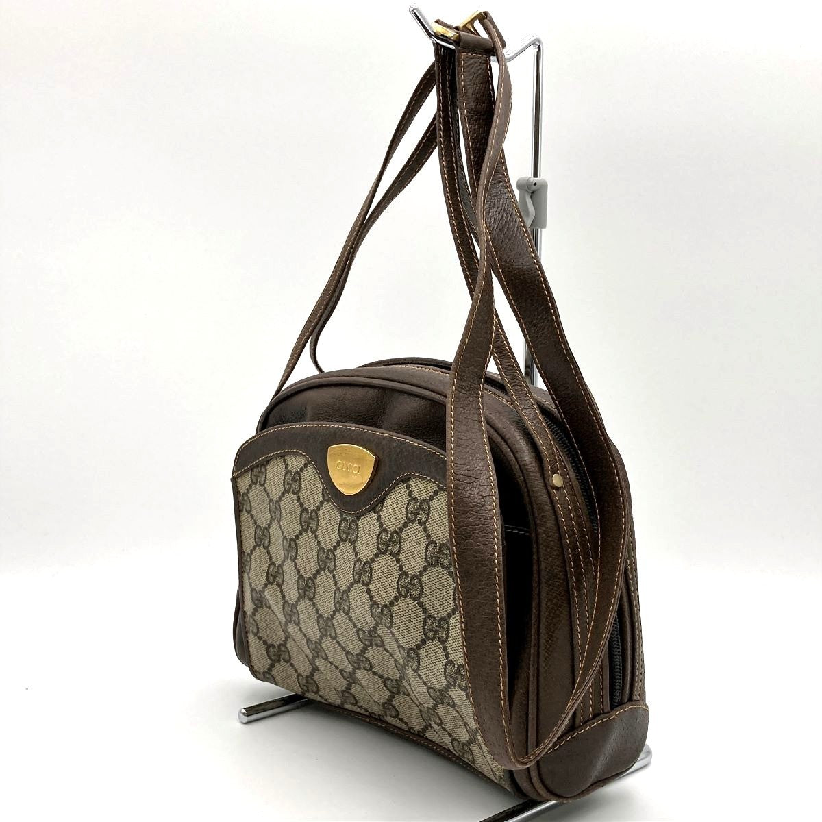 Gucci 001 261 Old Gucci GG Supreme Shoulder Bag in Brown PVC
