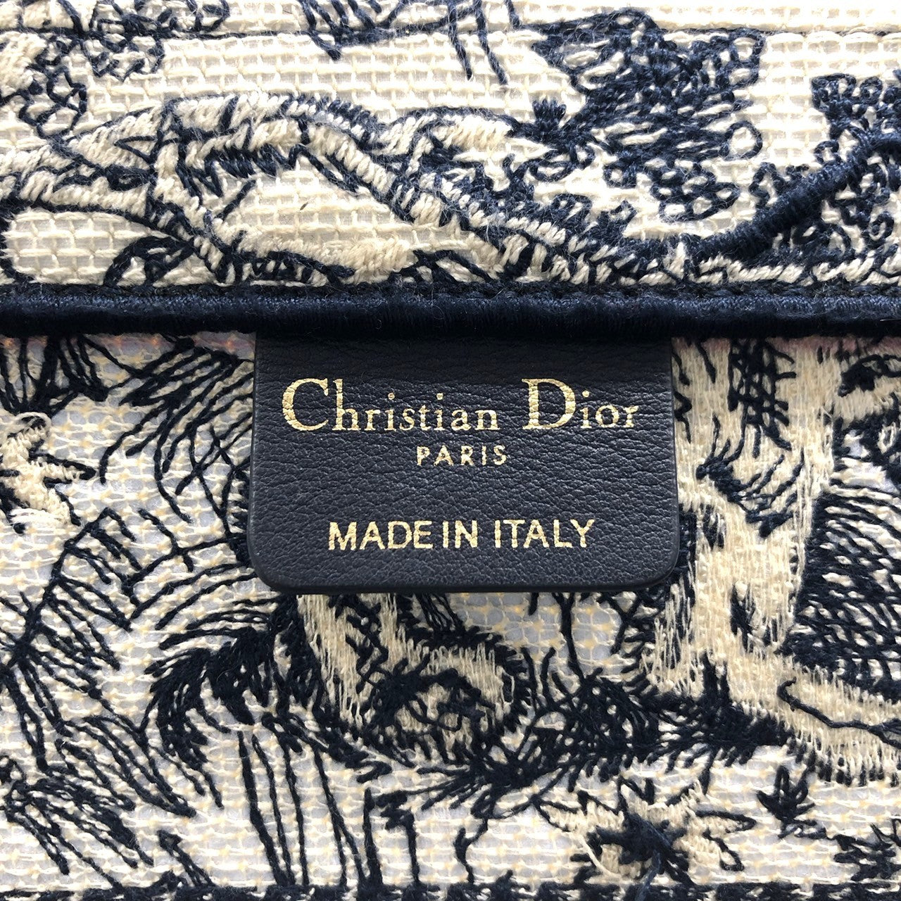 Christian Dior Book Tote Medium Toile de Jouy Sauvage Tote Bag in Navy Blue Tiger Canvas