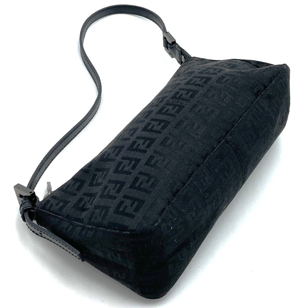 Fendi 8BR249 Zucchino Accessory Pouch Mini Bag in Canvas and Leather, Black