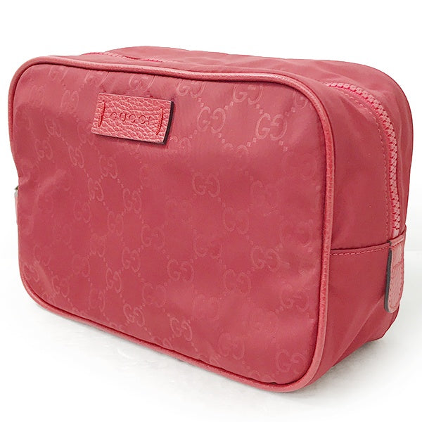 Pre-owned Gucci 510338 GG Line Second Bag Pouch in Red Nylon/Leather