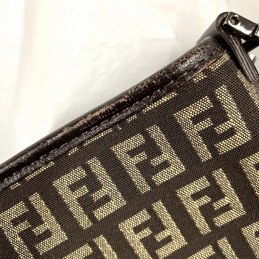 Fendi Zucchino Shoulder Bag, No Gusset, Crossbody Bag, Brown Canvas and Leather