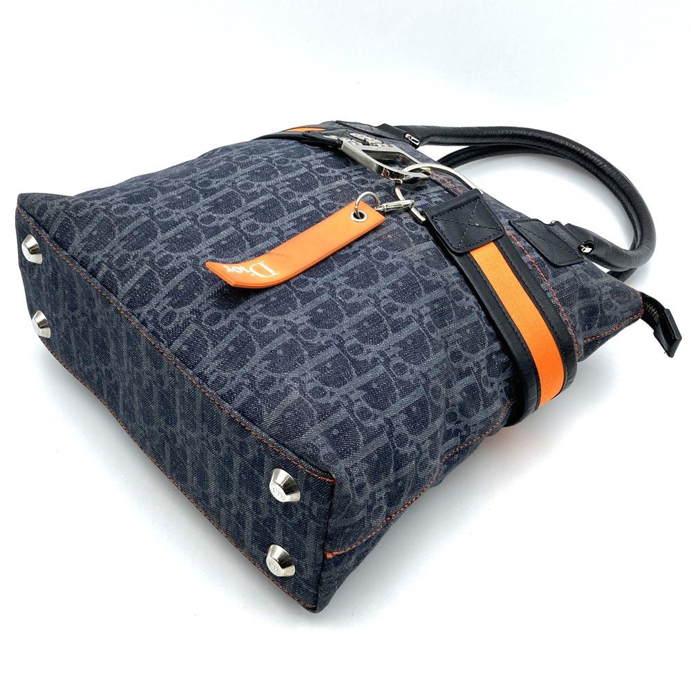 Dior Trotter Flight Line Tote Bag in Navy/Orange Canvas and Leather