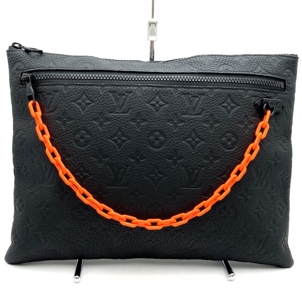 Louis Vuitton Pochette A4 Clutch Bag Document Case Monogram Taurillon Black M67461