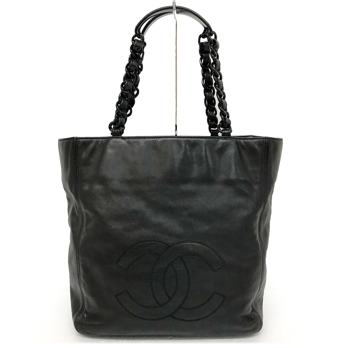 Chanel Coco Mark Plastic Chain Tote Bag Shoulder Bag Tote Bag Lambskin/Plastic Black Women's