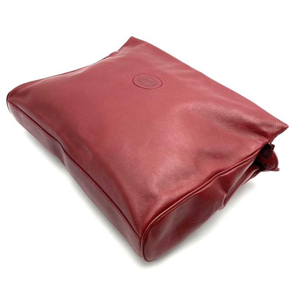 Old Gucci 004 110 0259 Clutch Bag Leather Wine Red