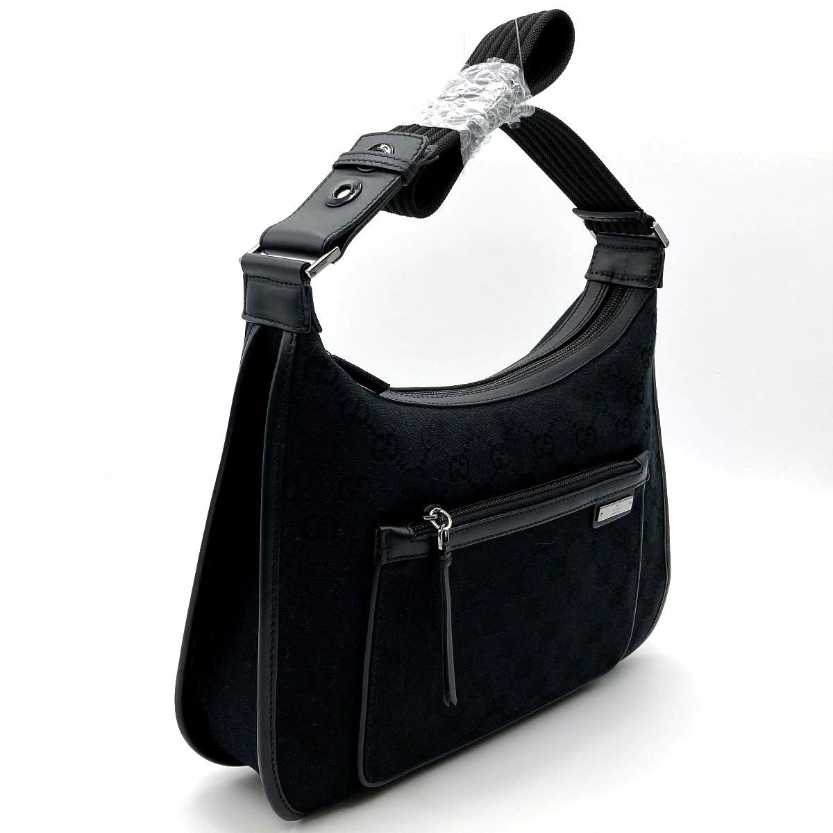 Gucci 001 4198 Shoulder Bag in GG Canvas, Black