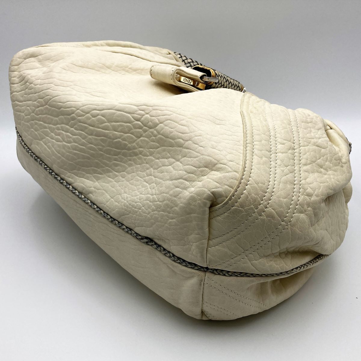 Fendi 8BR511 Spy Bag Handbag in Beige, Ivory, and White