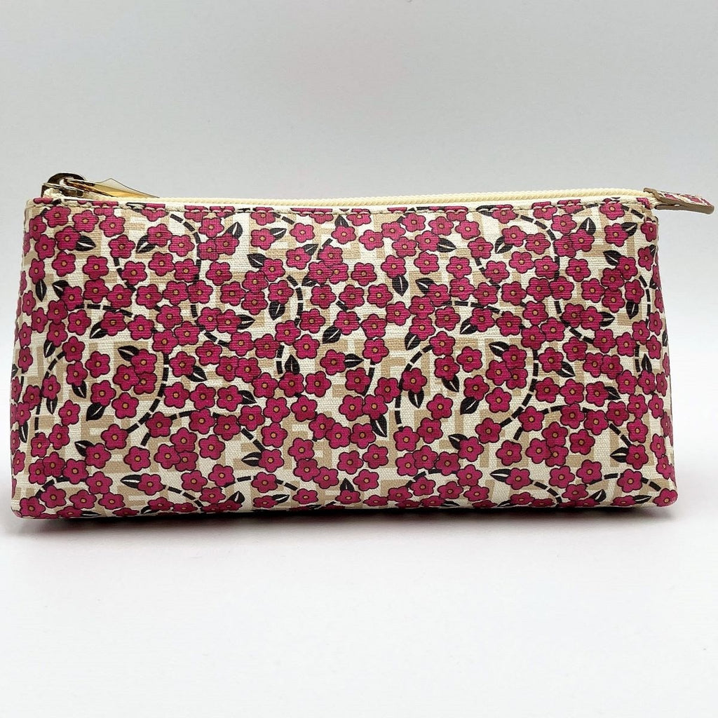 Rare /// Fendi 7N0038 Makeup Pouch Zucchino Floral Print Beige Pink
