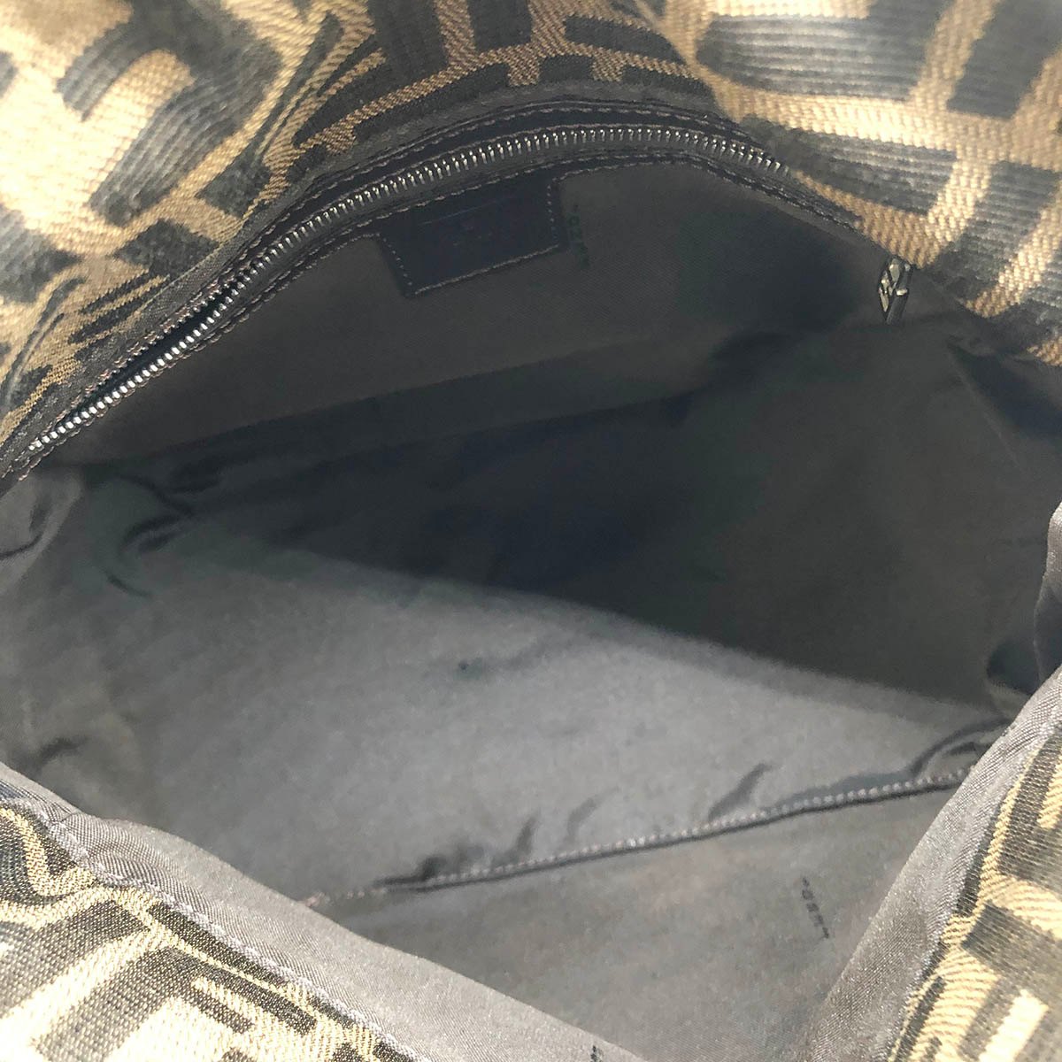 Fendi Mamma Bucket Shoulder Bag in Brown Nylon Canvas with Silver Hardware