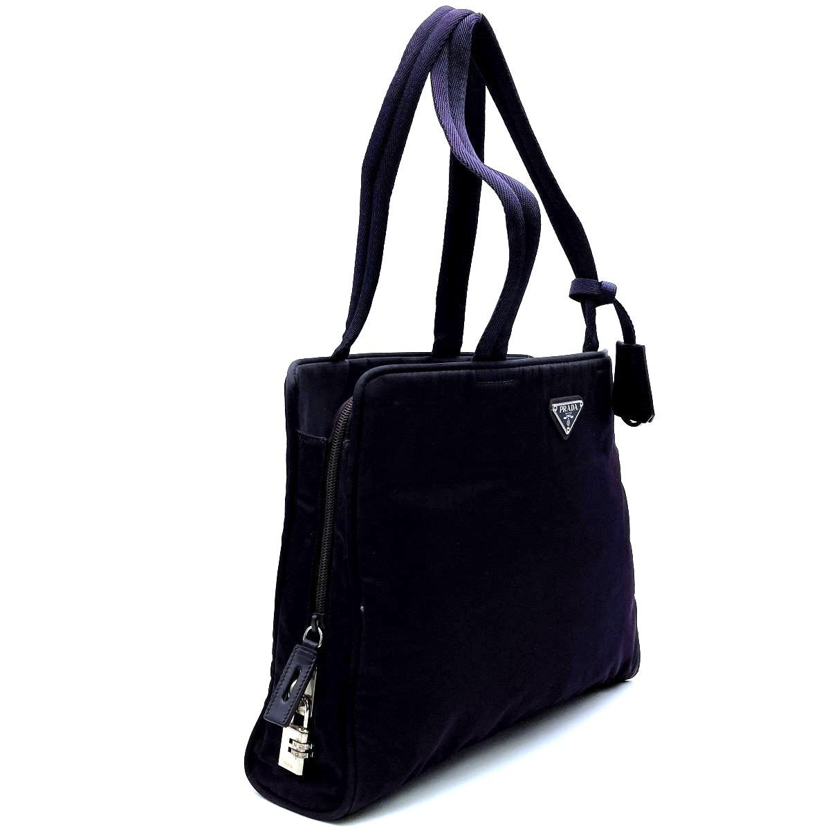 Prada tote bag shoulder bag purple dark purple nylon