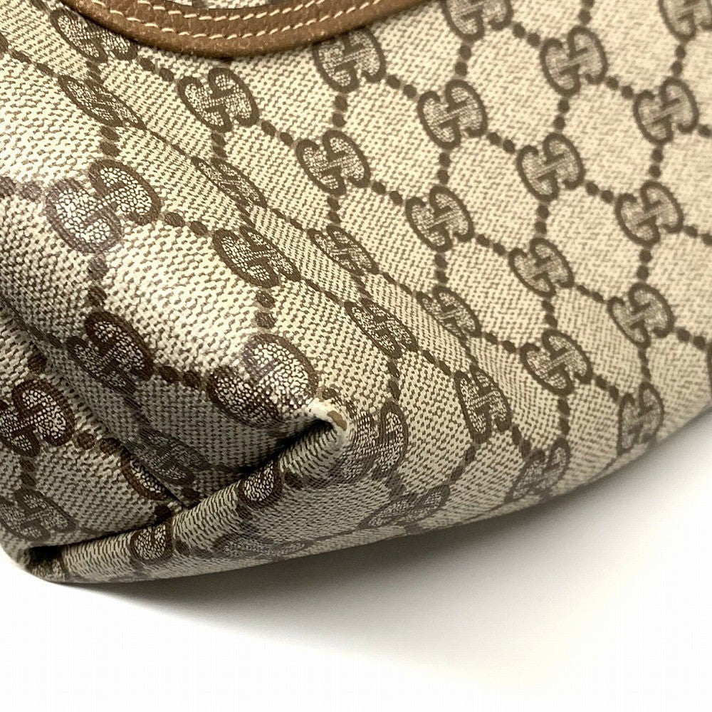 Old Gucci 39 02 003 Large Tote/Shoulder Bag, Sherry Line, GG, PVC/Leather, Brown