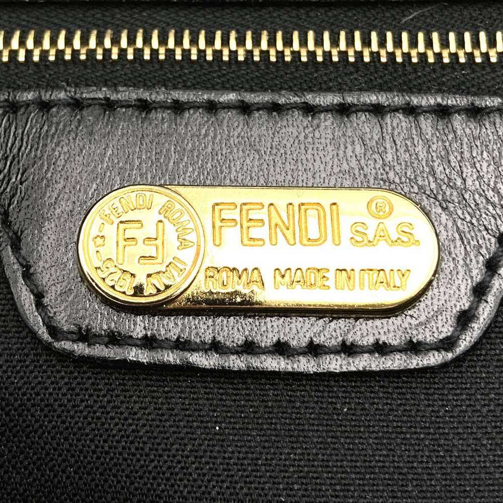 Fendi 06 11 15328 982 Shoulder Bag with FF Logo, Nylon/Leather, Black