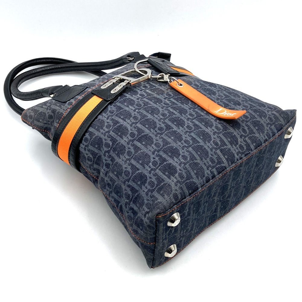 Dior Trotter Flight Line Tote Bag in Navy/Orange Canvas and Leather