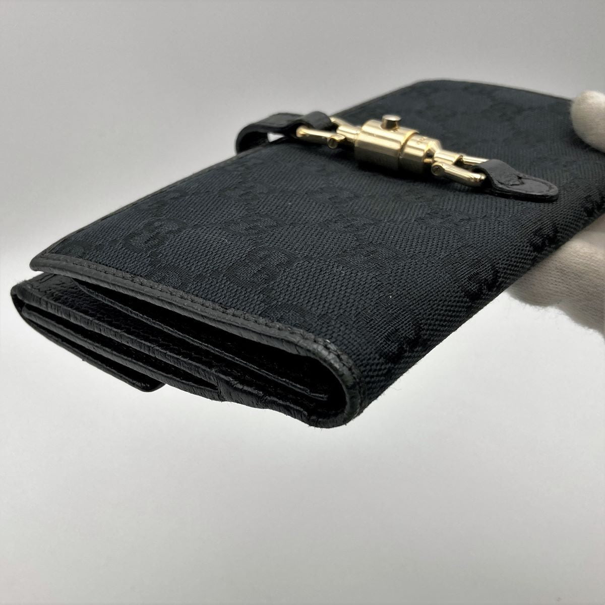 Gucci 141430 New Jackie GG Canvas Long Wallet in Black