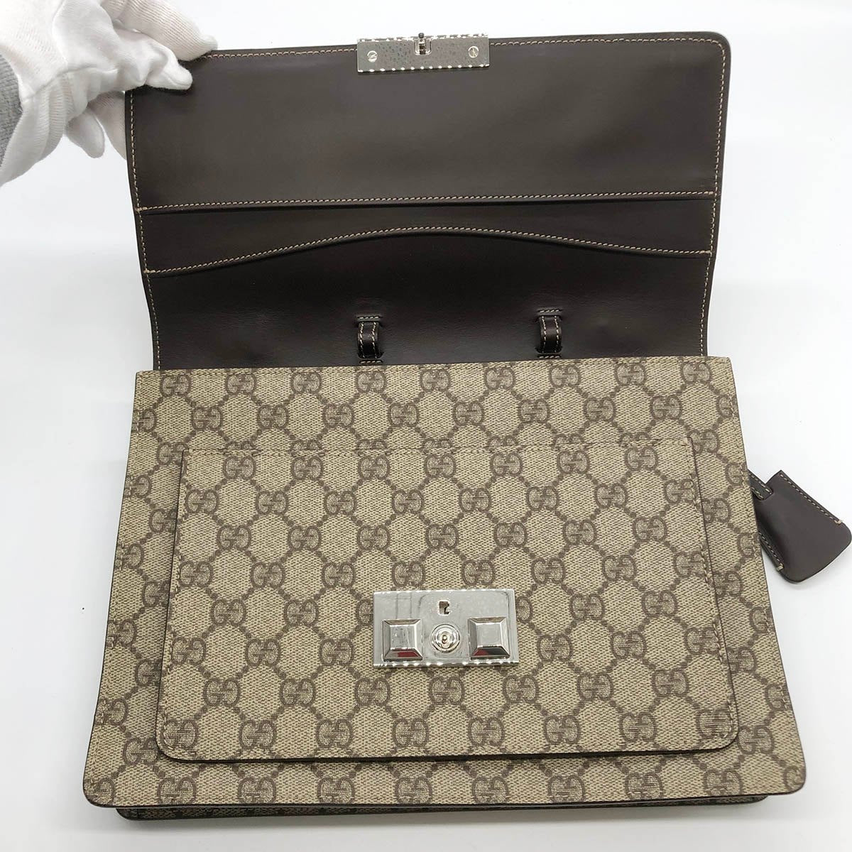 Gucci 223650 Clutch Bag/Handbag GG Supreme Beige