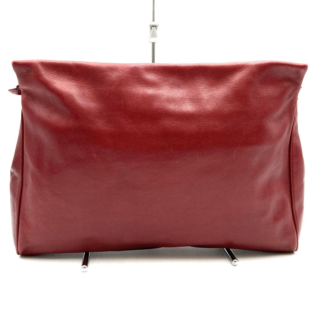 Old Gucci 004 110 0259 Clutch Bag Leather Wine Red