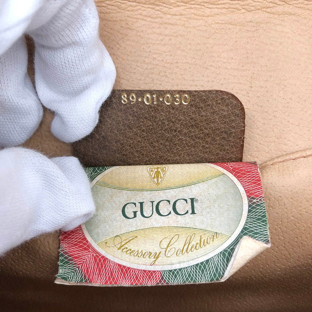 Gucci 89 01 030 clutch bag, old Gucci Sherry line, GG Supreme, brown