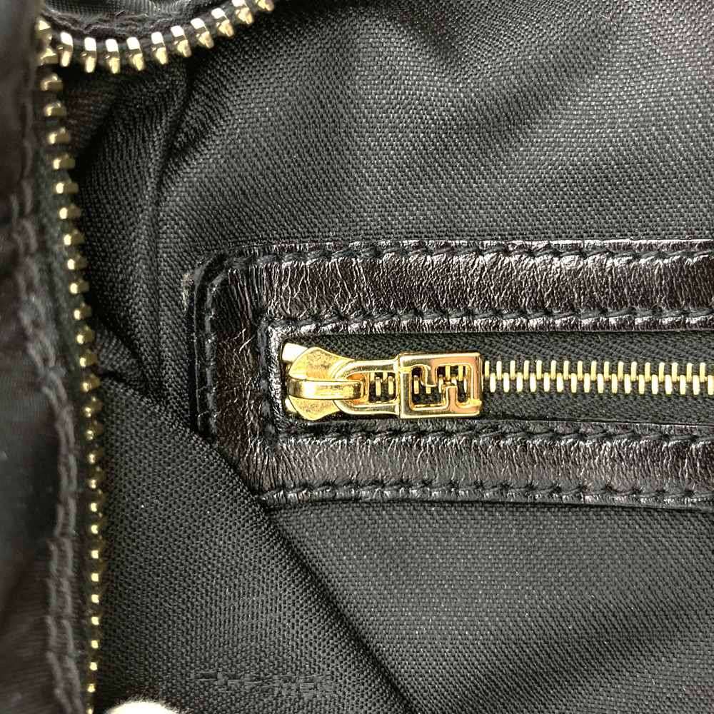 Fendi 06 11 15328 982 Shoulder Bag with FF Logo, Nylon/Leather, Black