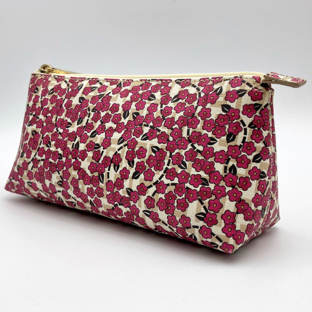 Rare /// Fendi 7N0038 Makeup Pouch Zucchino Floral Print Beige Pink