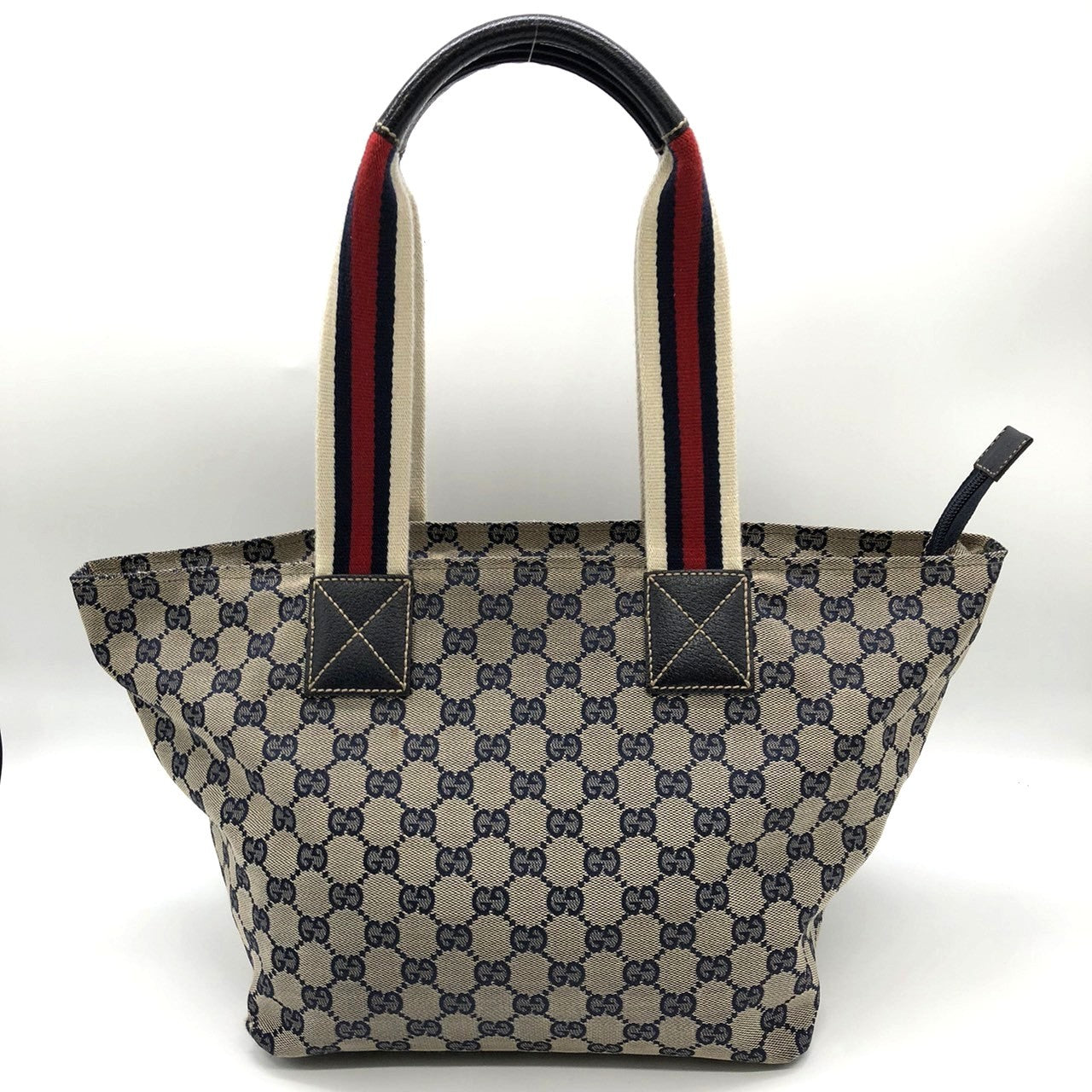 Gucci 131230 Tote Bag Navy Blue GG Canvas/Leather Sherry Line