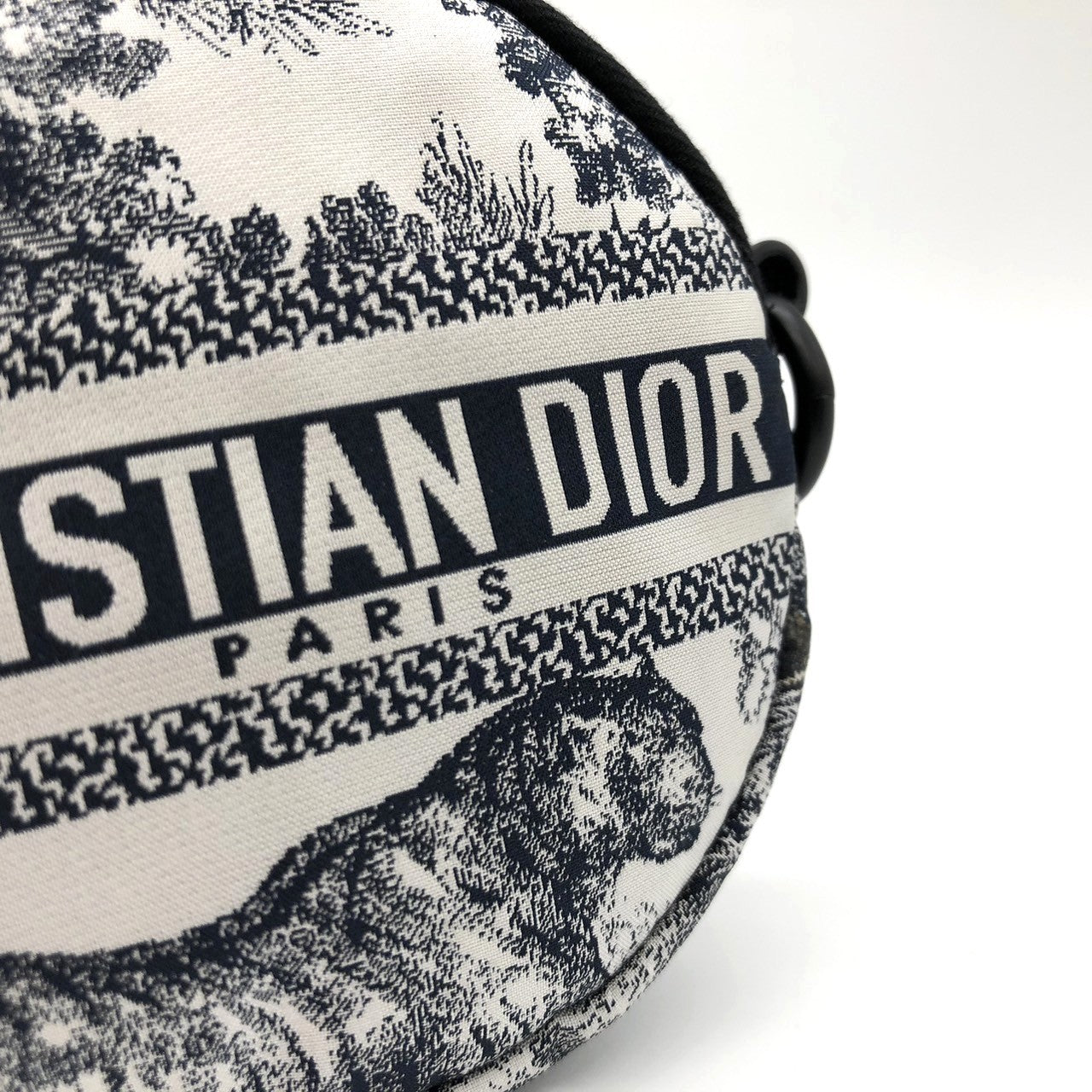 Christian Dior coin case in white/blue with tiger print on fabric
