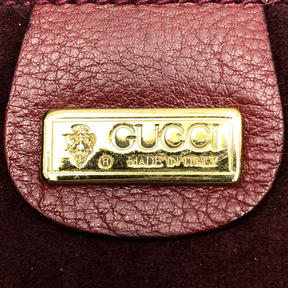 Old Gucci 004 110 0259 Clutch Bag Leather Wine Red