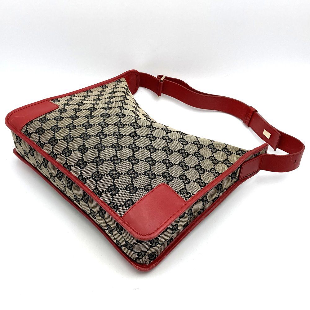 Gucci 001 4205 Shoulder Bag Brown/Red Brown/GG Canvas/Leather Brand Item Used