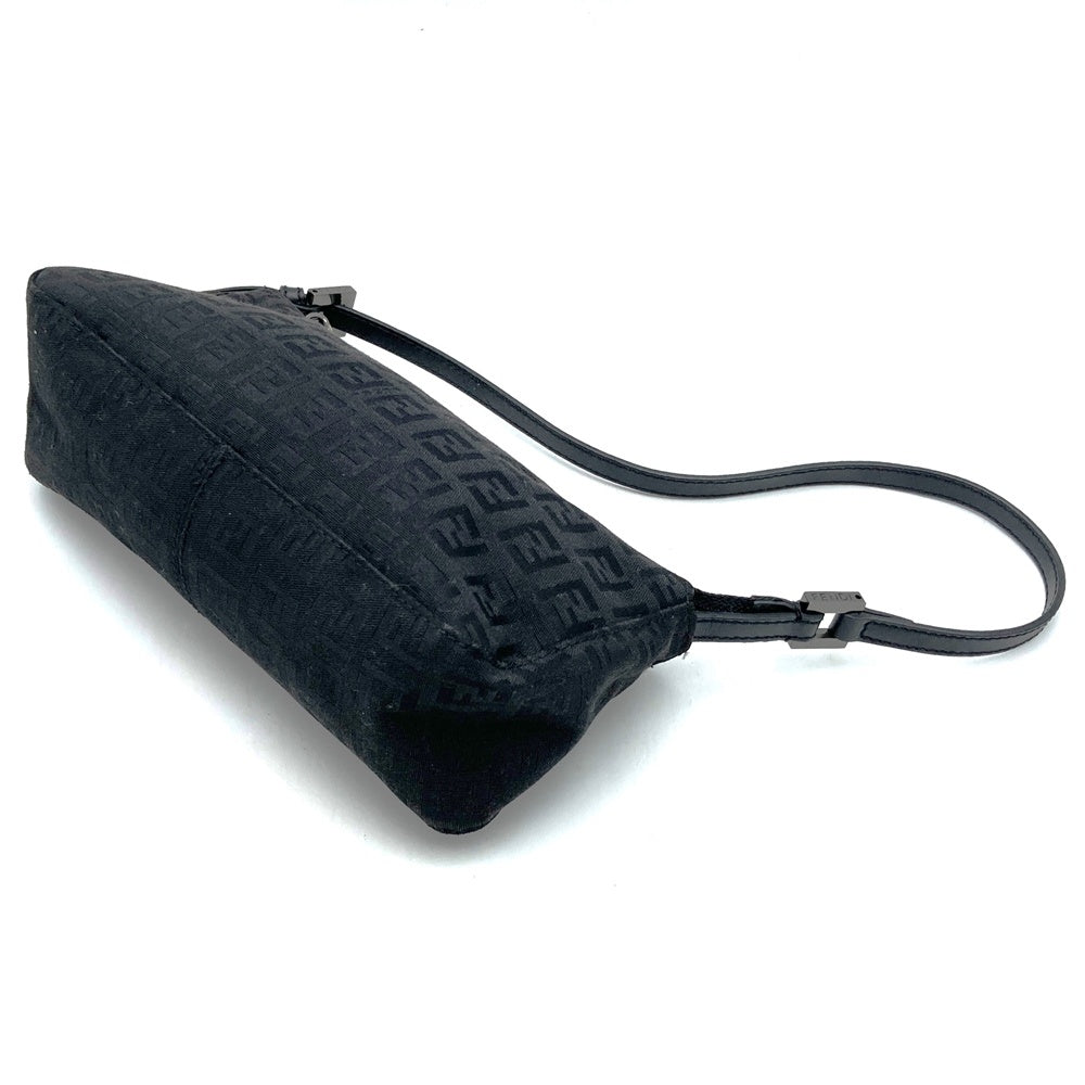 Fendi 8BR249 Zucchino Accessory Pouch Mini Bag in Canvas and Leather, Black