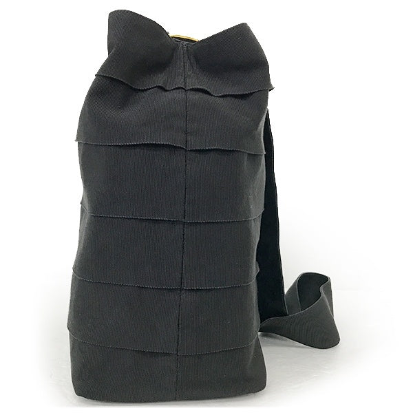 Salvatore Ferragamo Vara Shoulder Bag, One-Shoulder Backpack, Black Canvas and Leather