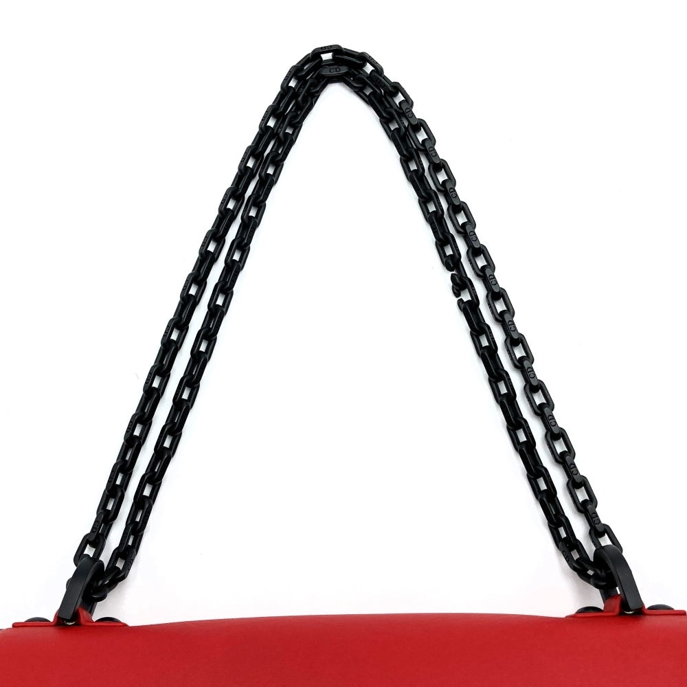 Dior J'Adore chain shoulder bag in red/black leather. Maria Grazia Chiuri