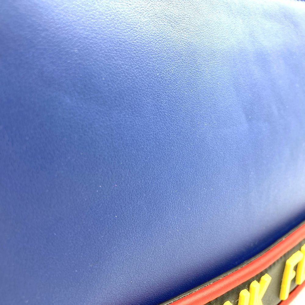 Fendi 7VA350 Vocabulary Clutch Bag THINK Second Bag Pouch Blue Leather