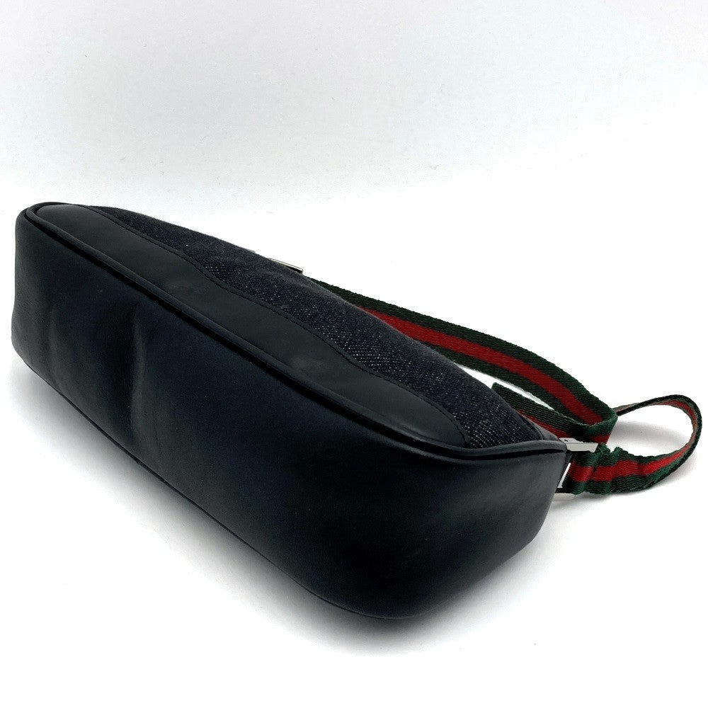 Gucci 92820 Pouch Handbag Black Canvas Sherry Line Brand Name