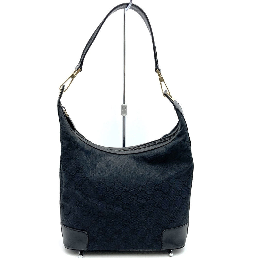 Gucci 001 4204 Shoulder Bag/Handbag in Black GG Canvas/Leather, Brand Name