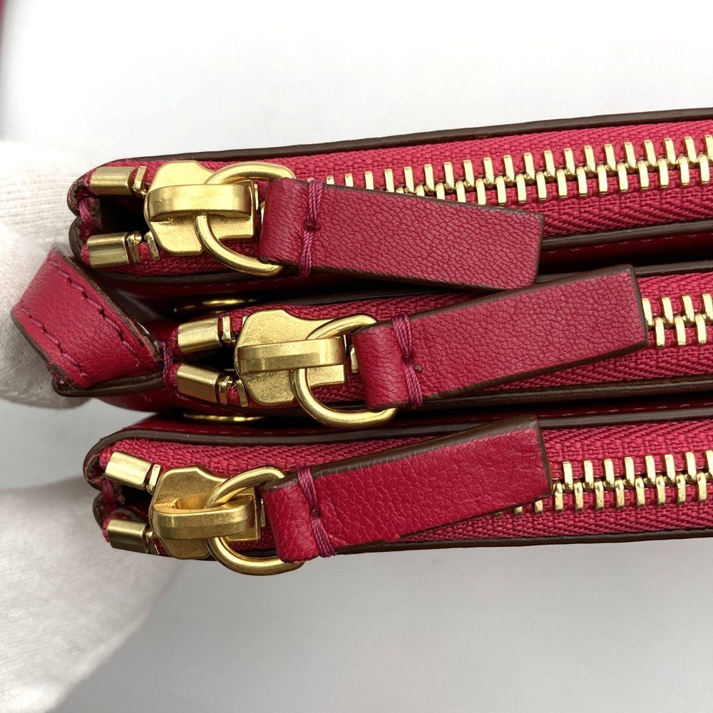 Celine Trio Shoulder Bag 0154, Crossbody, Dark Pink and Red Leather, High-End Brand