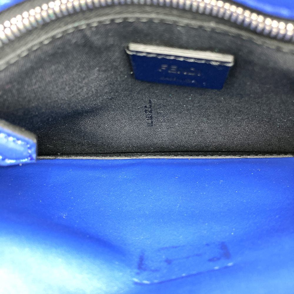 Fendi 7VA350 Vocabulary Clutch Bag THINK Second Bag Pouch Blue Leather