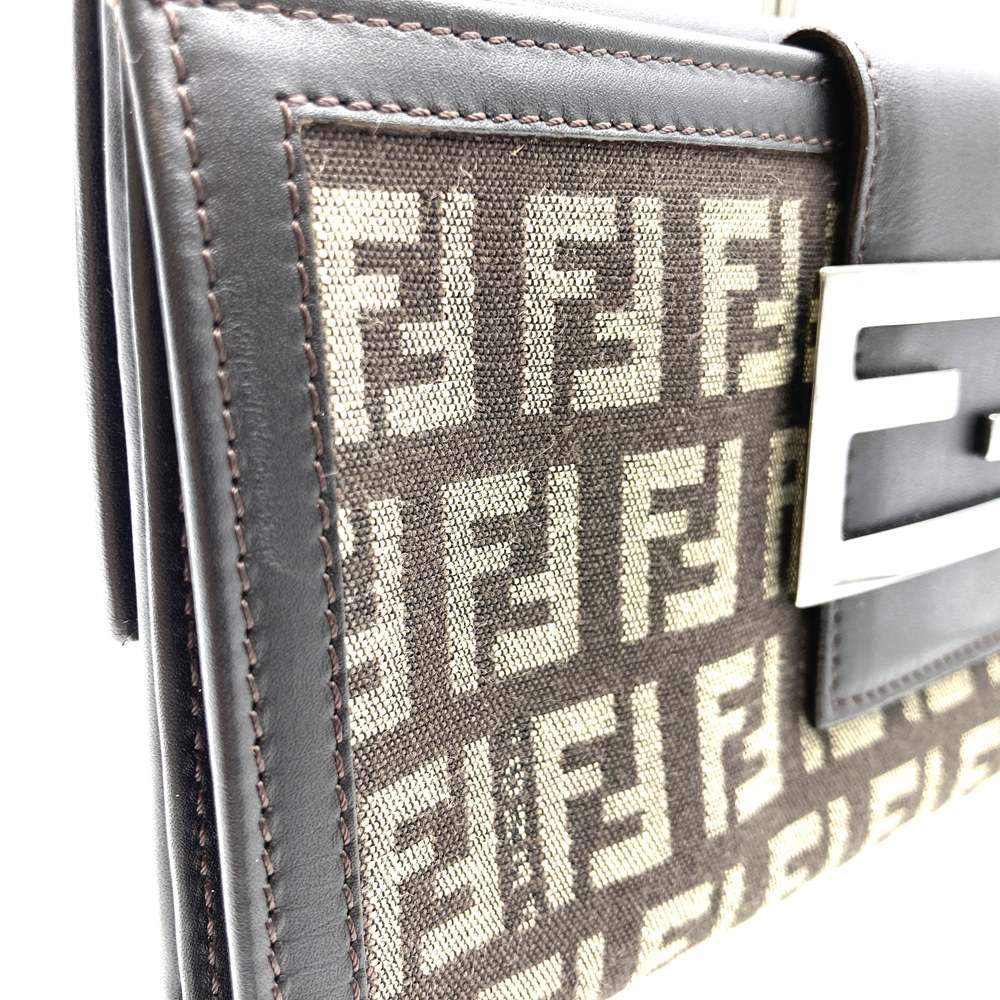 Fendi Zucchino 8M0032 Long Wallet in FF Pattern Canvas, Dark Brown