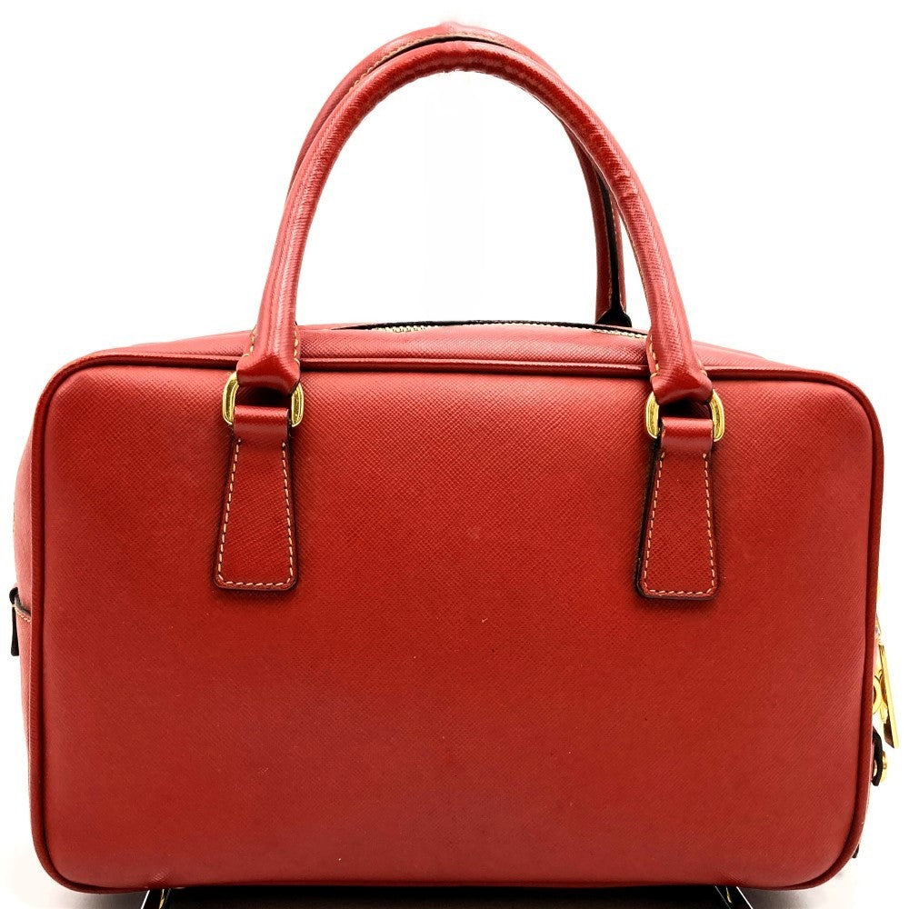 Prada Handbag with Triangular Plate, Leather, Red, BN1113, Guarantee Card Included
