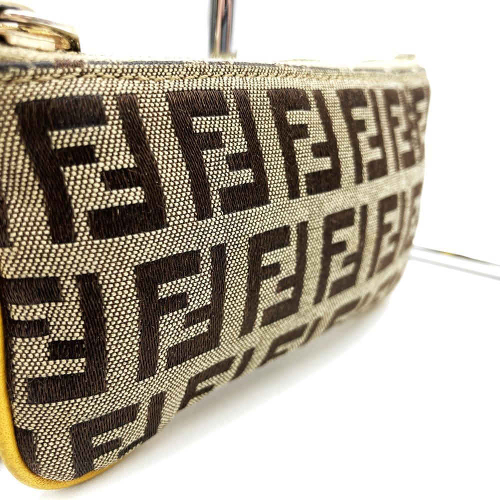 Fendi Zucchino Coin Case with Keychain CA1611916 Canvas Brown/Yellow